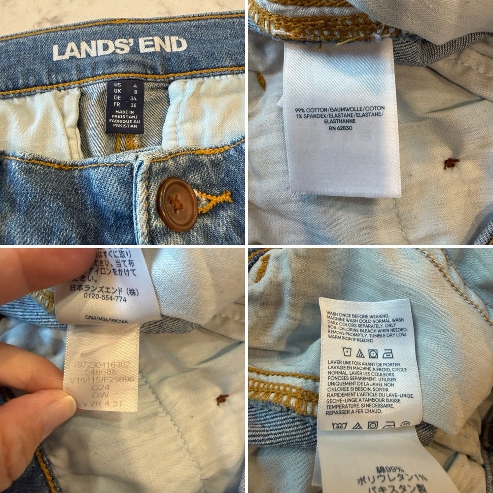 Lands End Pleated Baggy Jeans Denim Baggy 4L Medium Wash - Picture 3 of 4